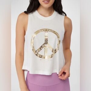 Spiritual Gangster | large gold foil peace sign muscle tank
